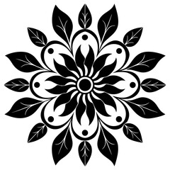Fototapeta premium Black and white floral mandala pattern isolated on white background