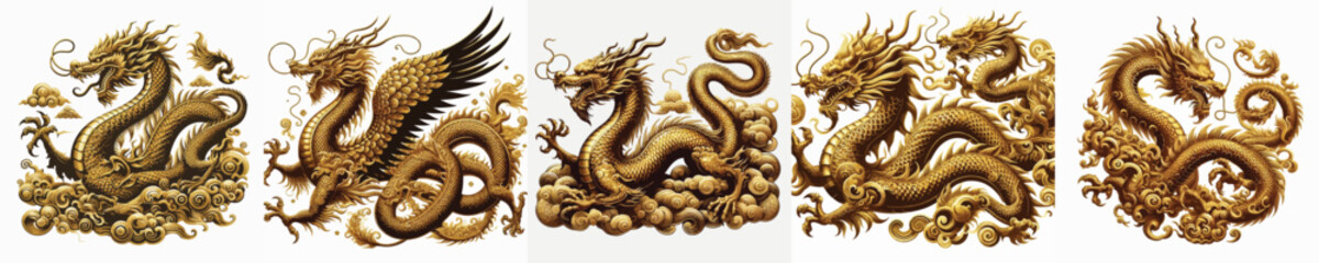 GOLDEN DRAGON VECTOR IMAGE WHITE BACKGROUND