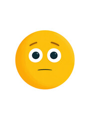 Fototapeta premium Yellow face with wide eyes and flat mouth emoji expression, Isolated On Png Transparent Background