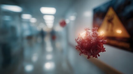 hospital corridor scene highlighting virus prevention measures