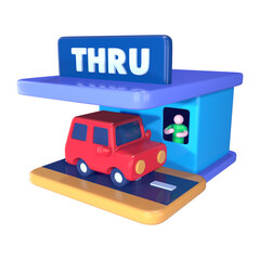Drive Thru 3D Illustration Icon
