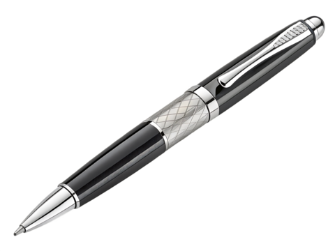 Luxury ballpoint pen on a black background offering a premium aesthetic for writing instrument and office supply visuals for professional use
