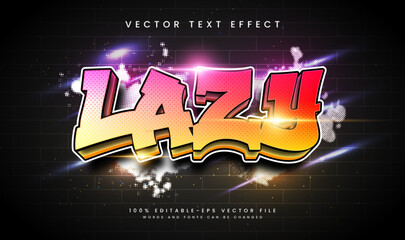 Editable graffiti text style effect, vibrant colors, brick wall background. Perfect for design projects. © Niestart Creation