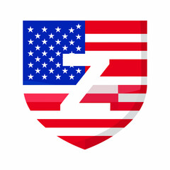 American Flag Shield Logo with Abstract Design