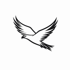 Fototapeta premium Black and White Eagle Silhouette in Flight with Open Wings