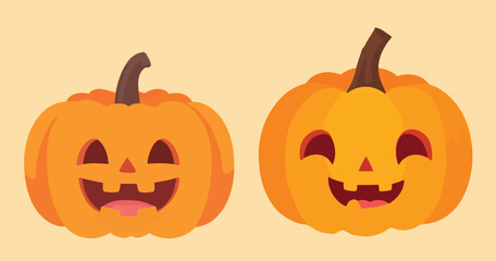 Cute Halloween Pumpkin Vector Clipart Set