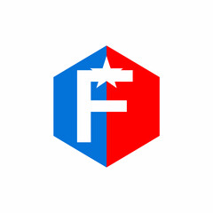 Obraz premium Bold Hexagonal Letter F Logo with Star Design
