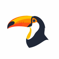Colorful Toucan Head Profile with Large Beak and Blue Eye