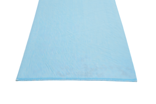 Serene light blue sheer mesh fabric with subtle texture and soft folds, receding into the distance on a dark background.