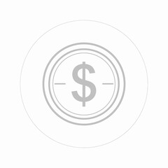 Obraz premium Gray Dollar Coin Icon with Double Circular Border