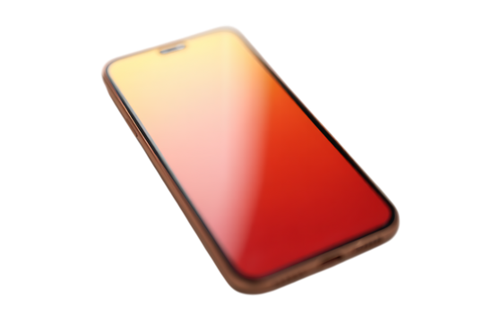 Modern Smartphone with a Vibrant Red and Yellow Gradient Screen on Black