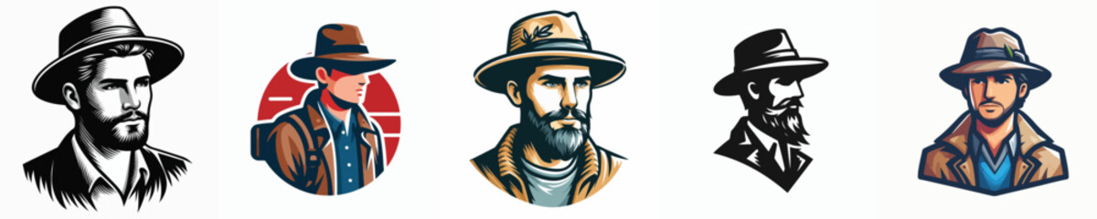 VECTOR IMAGE OF A MAN WEARING A HAT ON A WHITE BACKGROUND