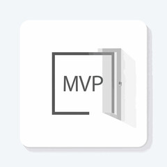 Minimalist Door Icon with MVP Text, Open Door Concept, Flat Design.