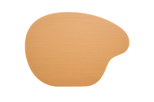 Smooth Organic Shaped Light Tan Desk Mat with Subtle Horizontal Texture on a Dark Background