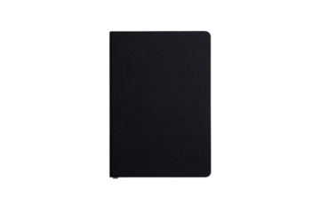 Sleek Black Textured Hardcover Notebook with Subtle Linear Pattern on a Dark Background