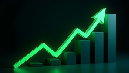 success, graph raising up concept, bullish market uptrend, green chart going up, Ai	