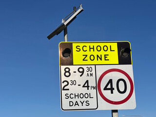 Solar powered school Zone traffic sign
