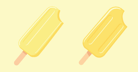 Flat Design Yellow Popsicle Vector Clipart
