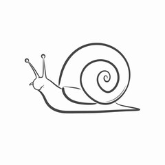 Simple Line Drawing of a Cute Snail