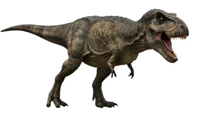 Dominant predator a formidable tyrannosaurus rex stands majestically against a clean backdrop