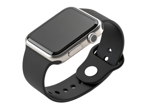 Smart Watch with Black Band on Black Background Technology and Modern Design Lifestyle Gadget New Digital Era