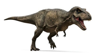 Fearsome Tyrannosaurus Rex isolated on a white background, a prehistoric predator