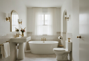 modern bathroom with white tiles