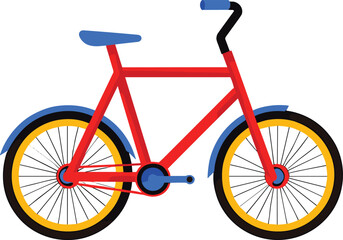 Fototapeta premium Brightly Colored Red Bicycle Isolated on White