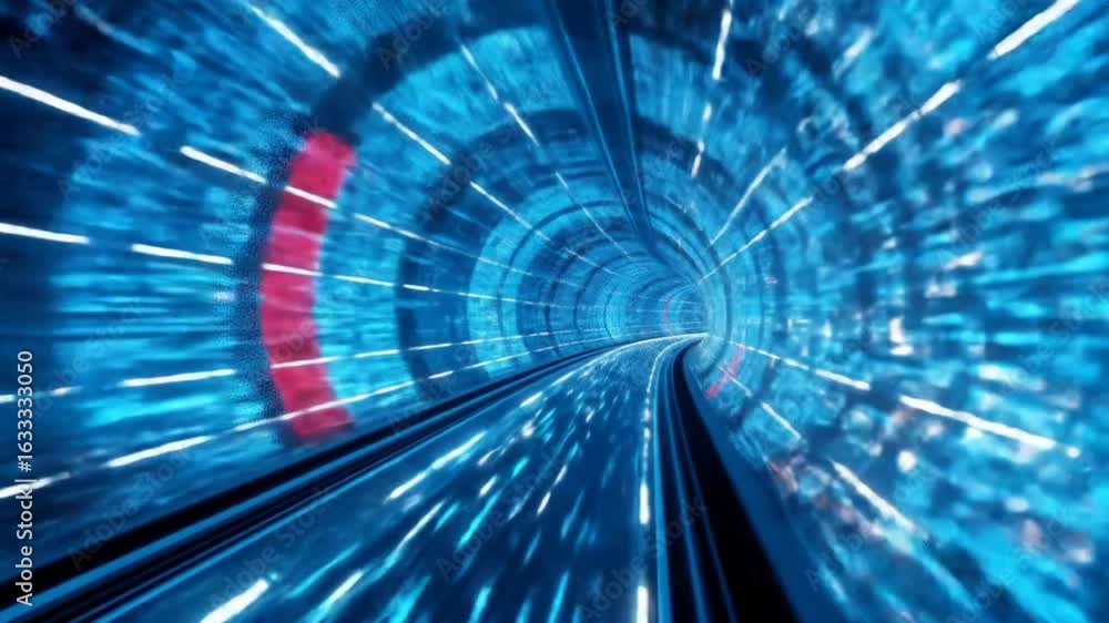 Poster futuristic data stream tunnel: visualizing digital speed and connectivity