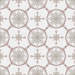 Ornate Geometric Seamless Pattern in Brown and Green
