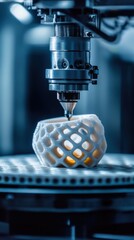 3D Printing Technology: Innovative White Object Creation Process Closeup