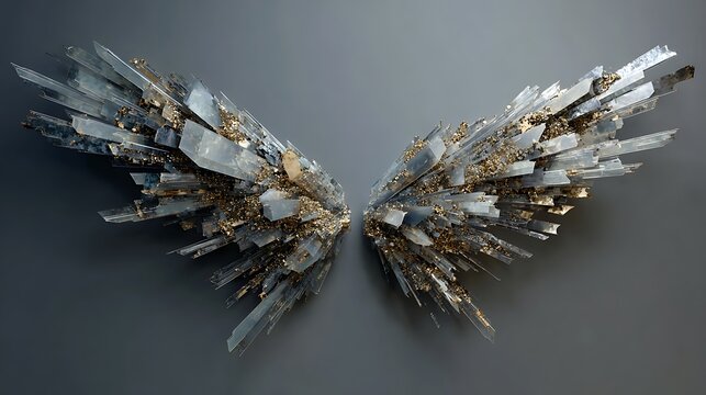 Intricate and detailed mechanical butterfly wings with a steampunk aesthetic on a dark background