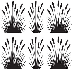 Obraz premium Cattail Silhouette Vector | Wetland Plant Clipart Wild Cattail Silhouette | Marsh Grass Design Cattail Plant Silhouette | Nature Botanical Art