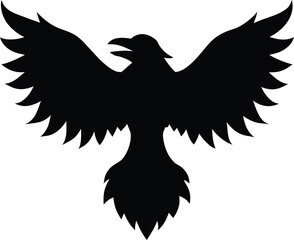 Obraz premium silhouette-of-a-raven-with-wings-spread-wide-open- (2).eps