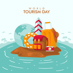 vector flat world tourism day poster template