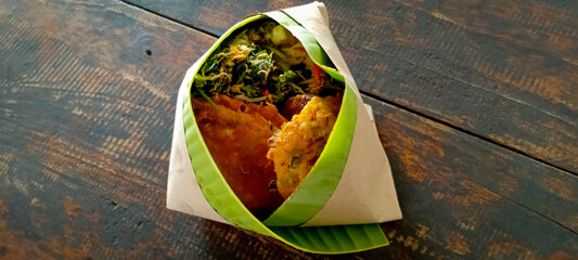 Closed view a blessed rice menu to start the harvest celebration, traditional style consisting of...