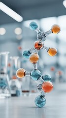 3D molecular structure of insulin hormone in modern laboratory