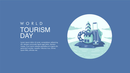 vector flat world tourism day poster template