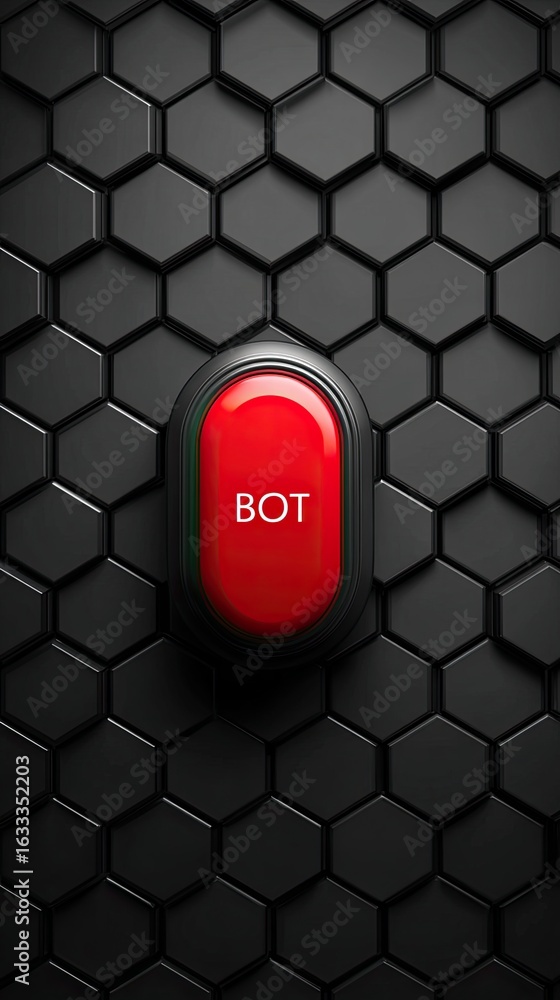 Fototapete red button labeled 