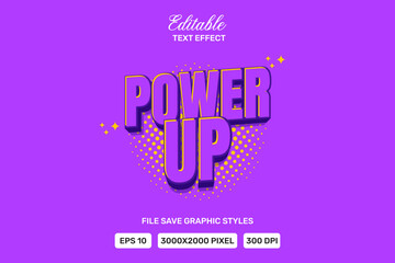 Premium power up text effects can be edited again, suitable poster, template white background.
