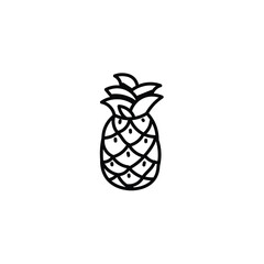 Tropical pineapple icon drawn in an outlined doodle style. Great for summer graphics, exotic recipes, or travel illustrations
