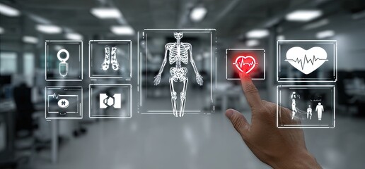 Medical holographic interface with hand interacting