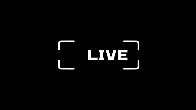 Red glowing live icon displayed on black background, representing modern streaming interface symbol, digital broadcast sign, technology concept