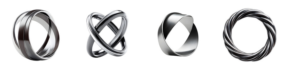 Naklejka premium Abstract Metal Ring Shapes. Modern Infinity Symbol Design Elements