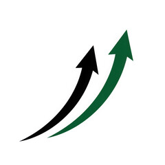 3d icon of two upward pointing arrows in black and green represent growth and success in business and finance isolated on transparent background
