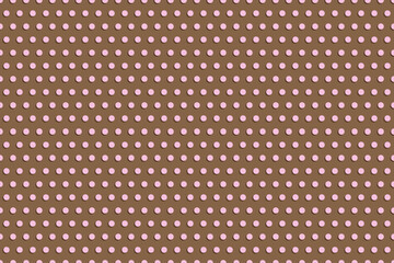 Warm brown background with double dots in light pink and dark brown. A stylish polka dot design perfect for fashion, packaging, and home textiles. © Qubii Studio