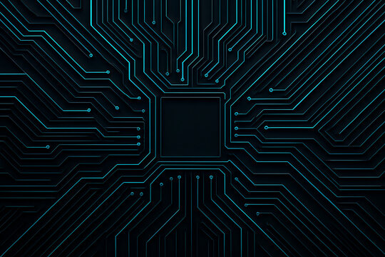 Stunning digital circuit board with glowing blue lines, representing advanced technology and innovation