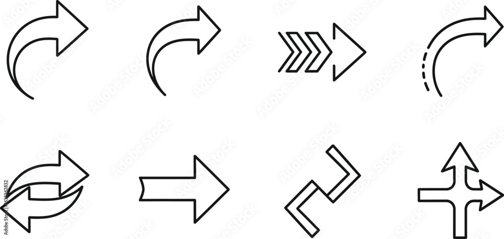 Fototapete vector art of collection of various arrow shapes, representing direction, navigation, and user inter