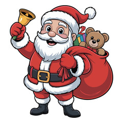 Funny cartoon Christmas Santa vector illustration