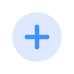 Obraz premium Add or summing icon in a blue circle with a transparent background